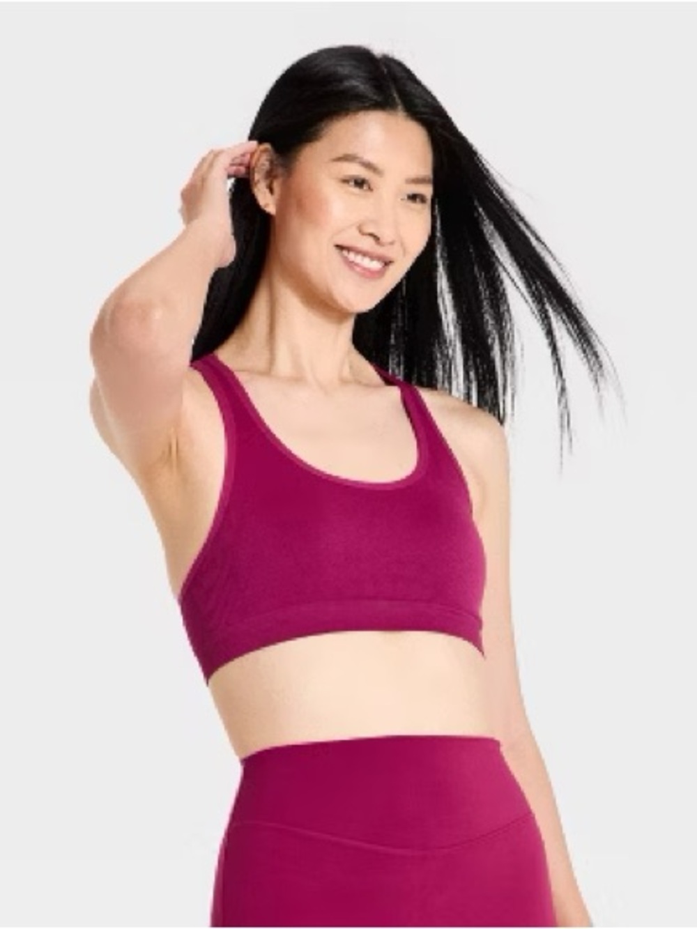 NWT Women's All in Motion Seamless Medium Support Racerback Sports Bra M Magenta